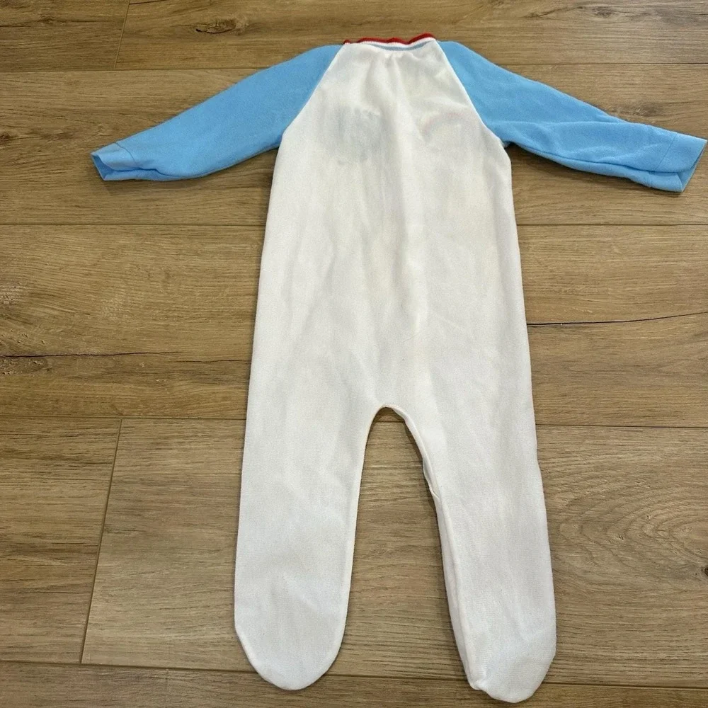 VTG (3) 90's Baby Infant Boy Sleepers Pajamas‎ 6-9 mos Blue Montgomery Ward